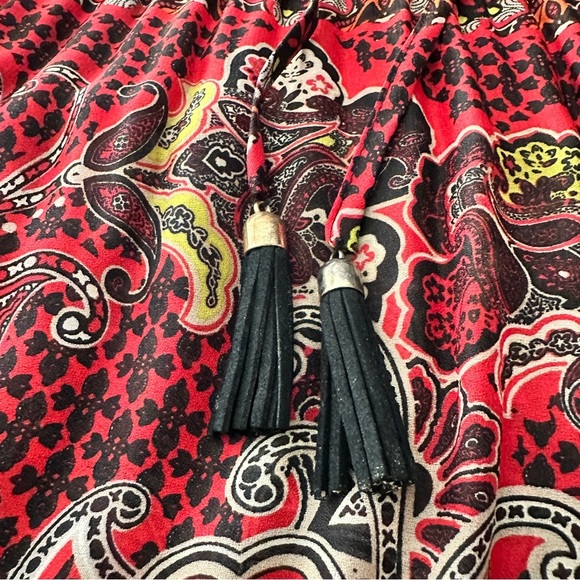 Melissa Paige Boho Peasant Tunic Top Red Paisley Print Long Sleeve Size M - Picture 16 of 16